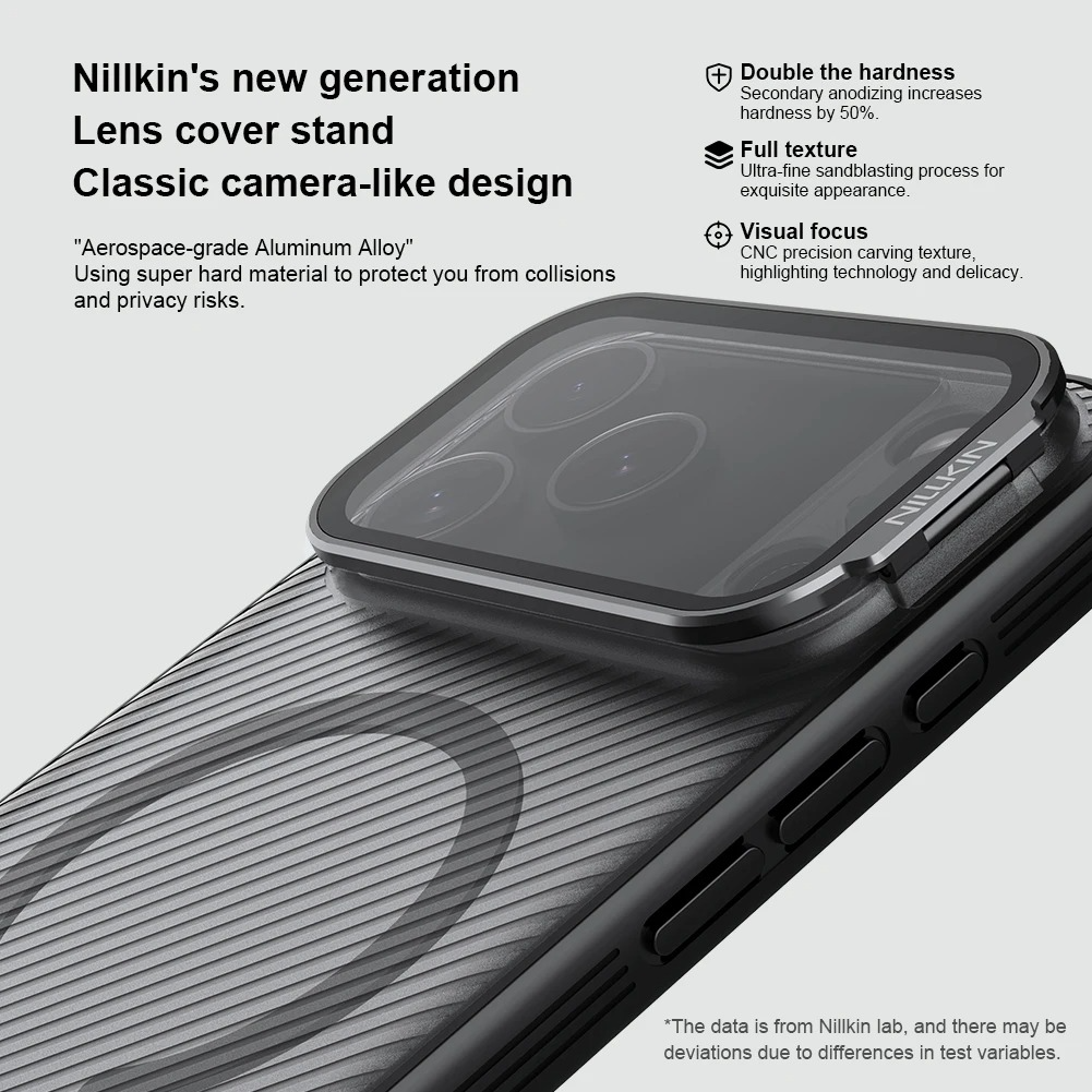 Rugged iPhone Case — MagSafe CamShield Cover with Foldable Lens Stand, Shockproof Textured PC Half-Wrapped Non-Slip Protective Design