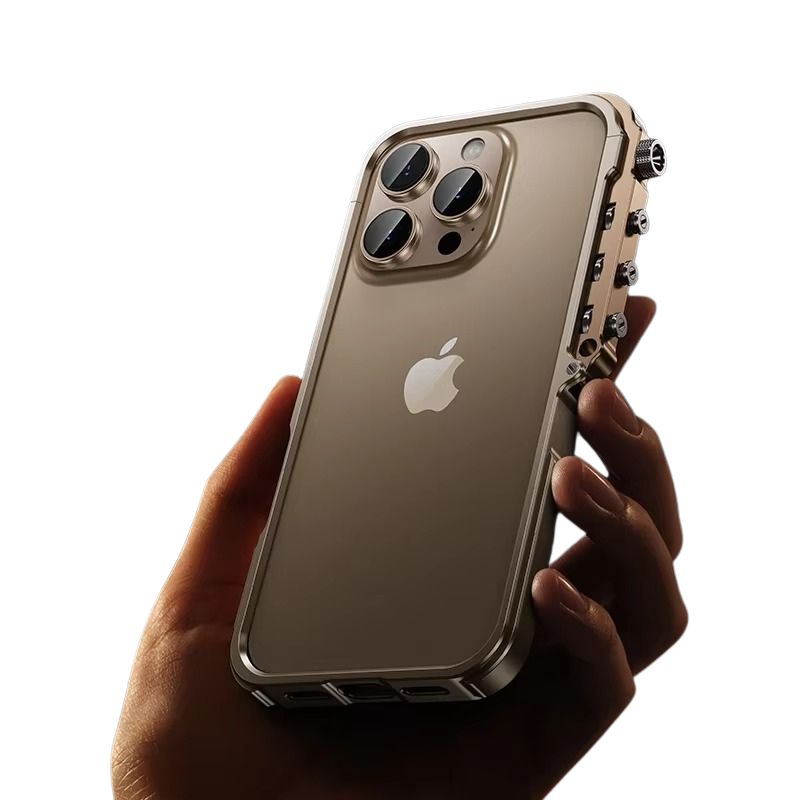 Rugged iPhone Case — Magnetic Aluminum Alloy Cyberpunk Bumper with Heat-Dissipation Design, Shockproof Anti-Scratch Non-Slip Frame & Lightweight Silicone Lining