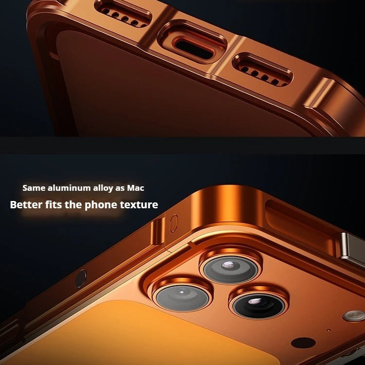 Rugged iPhone Case — Magnetic Aluminum Alloy Cyberpunk Bumper with Heat-Dissipation Design, Shockproof Anti-Scratch Non-Slip Frame & Lightweight Silicone Lining