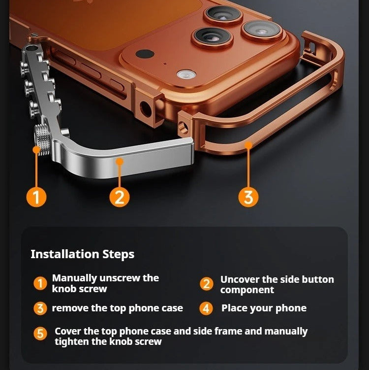 Rugged iPhone Case — Magnetic Aluminum Alloy Cyberpunk Bumper with Heat-Dissipation Design, Shockproof Anti-Scratch Non-Slip Frame & Lightweight Silicone Lining