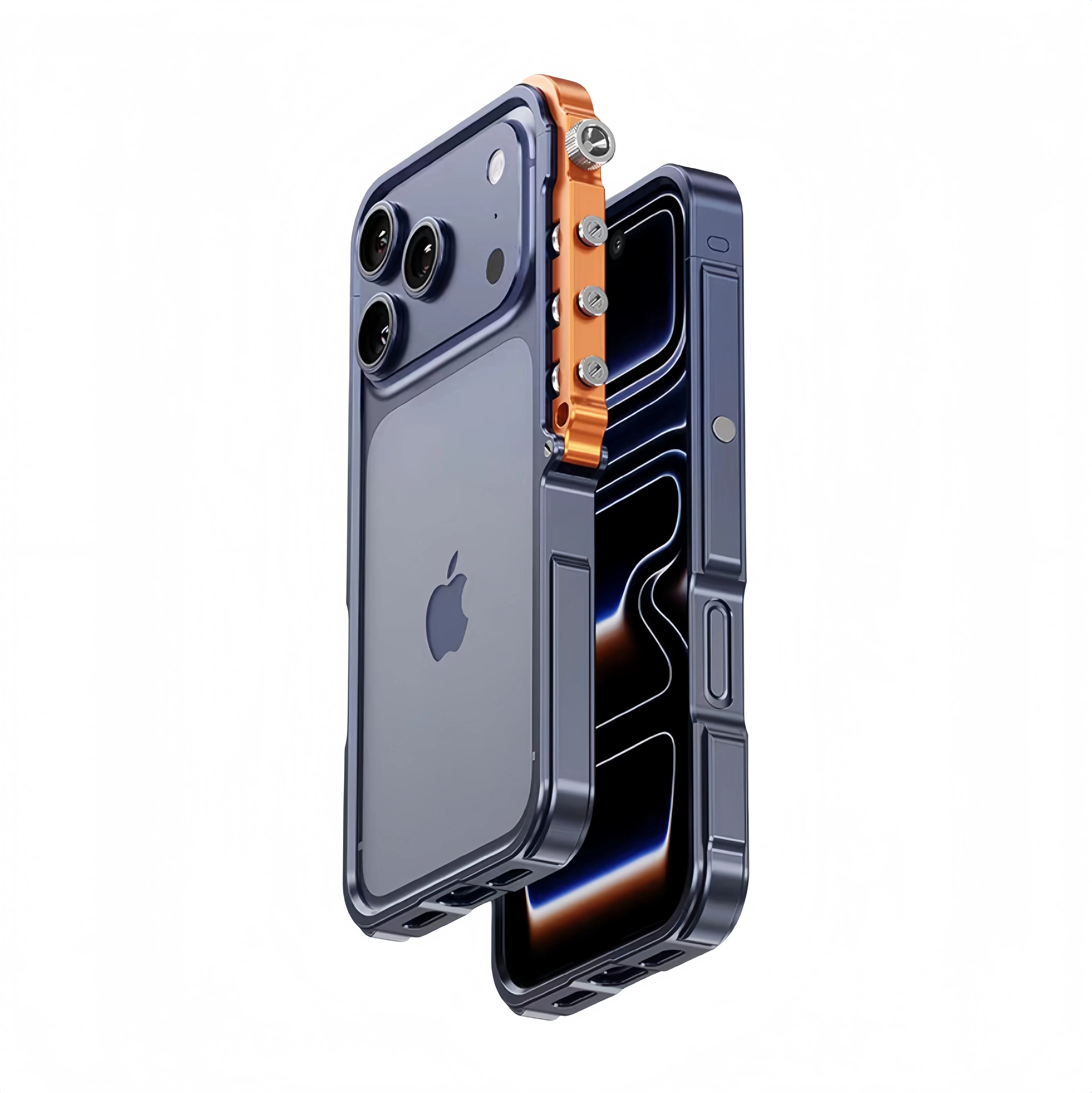 Rugged iPhone Case — Magnetic Aluminum Alloy Cyberpunk Bumper with Heat-Dissipation Design, Shockproof Anti-Scratch Non-Slip Frame & Lightweight Silicone Lining