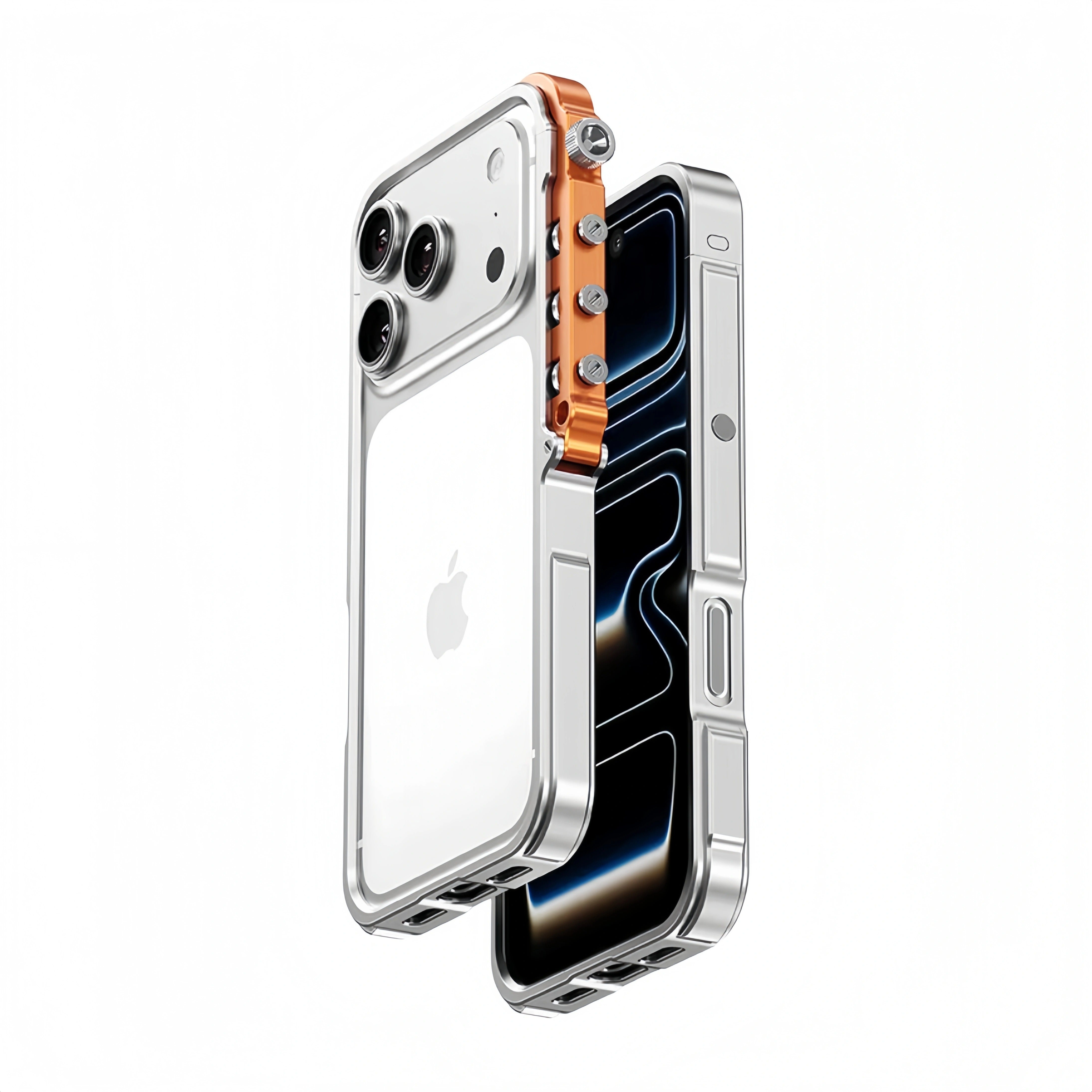 Rugged iPhone Case — Magnetic Aluminum Alloy Cyberpunk Bumper with Heat-Dissipation Design, Shockproof Anti-Scratch Non-Slip Frame & Lightweight Silicone Lining
