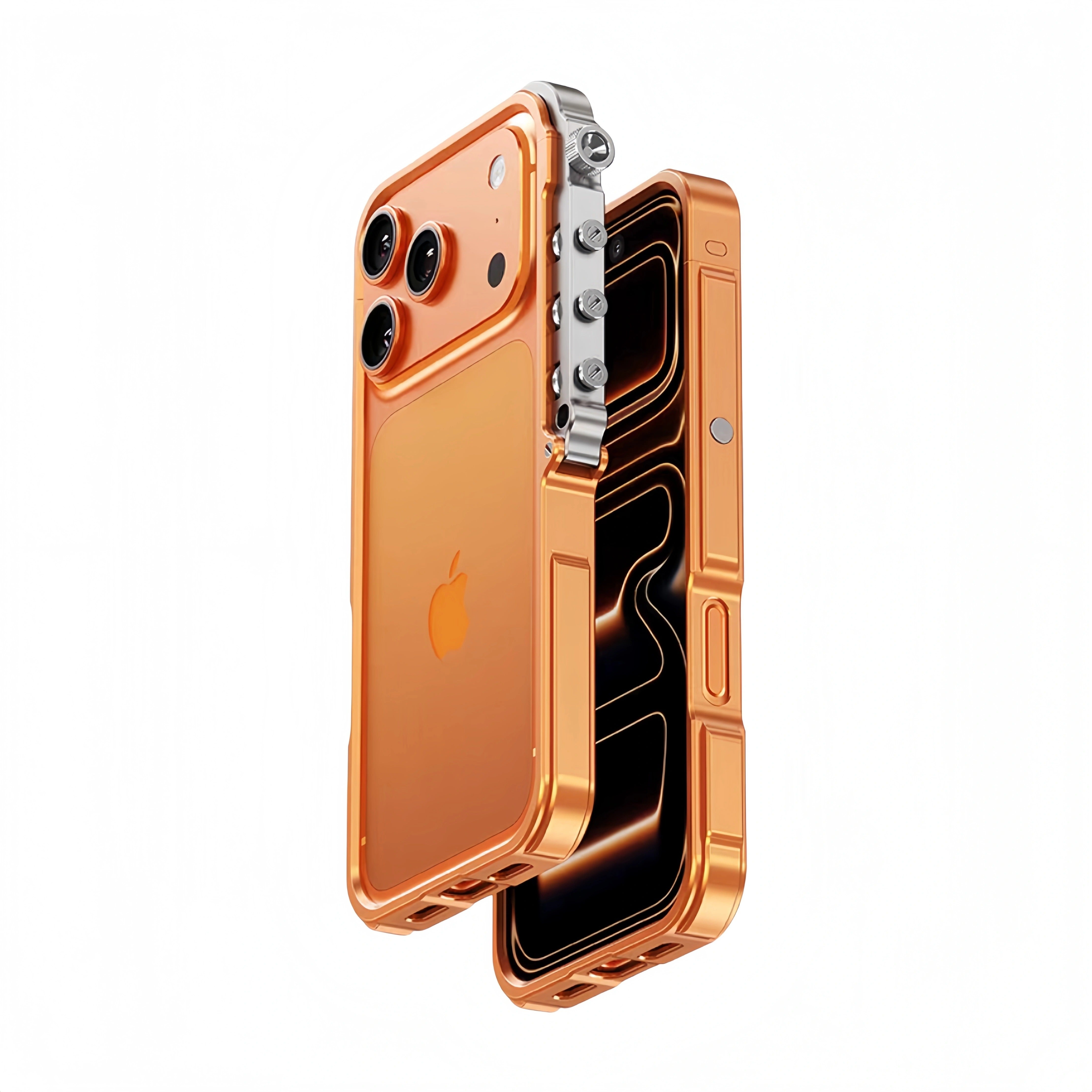 Rugged iPhone Case — Magnetic Aluminum Alloy Cyberpunk Bumper with Heat-Dissipation Design, Shockproof Anti-Scratch Non-Slip Frame & Lightweight Silicone Lining