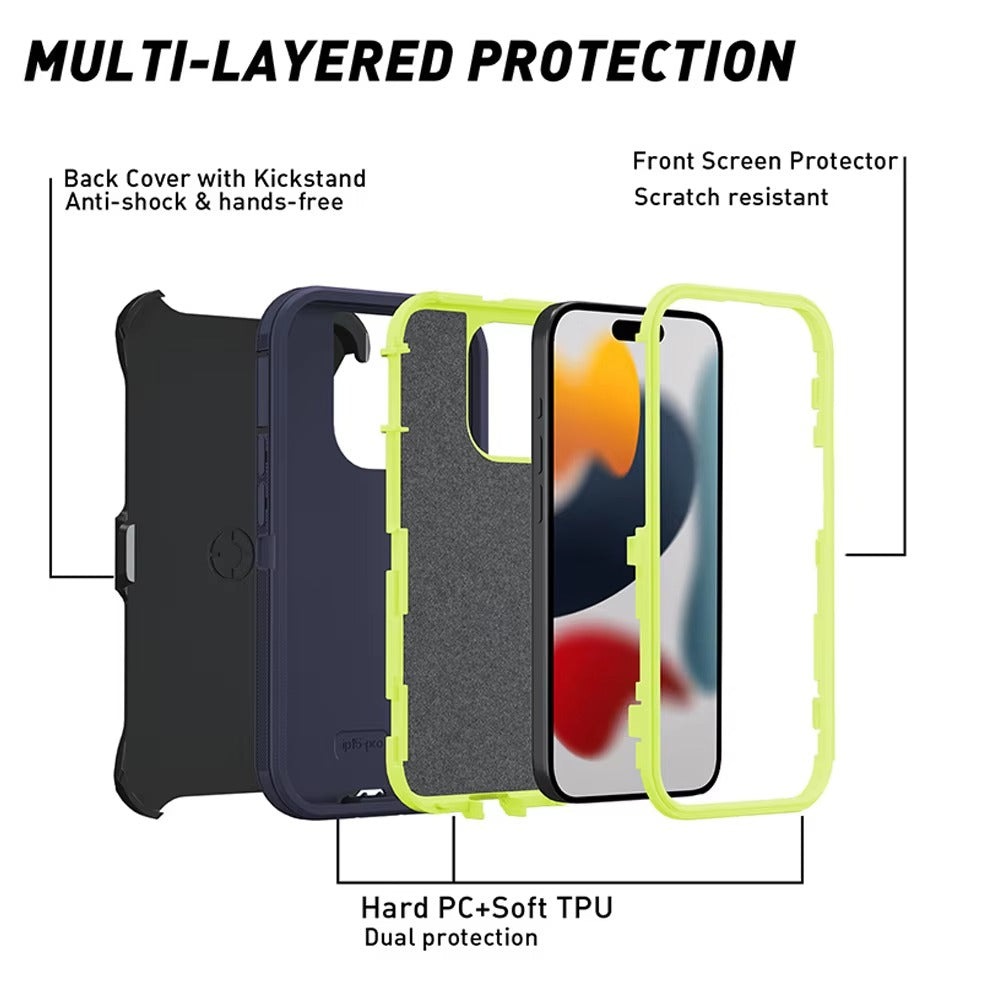 Rugged iPhone Case — Ott Armor Shockproof Defender Cover with Dual-Layer PC+TPU Protection, Drop-Proof Full-Coverage Design & Matte Non-Slip Finish