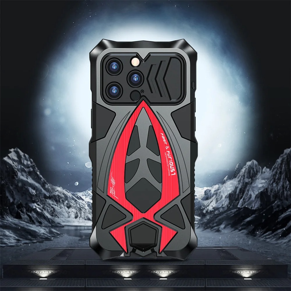 Rugged iPhone Case — Shockproof Metal Frame Armor with Impact Protection, Anti-Scratch Dustproof Cover and Full Edge Defense