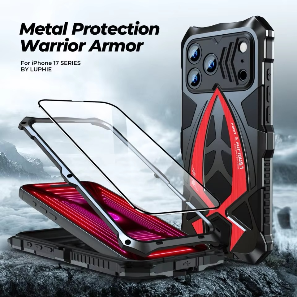 Rugged iPhone Case — Shockproof Metal Frame Armor with Impact Protection, Anti-Scratch Dustproof Cover and Full Edge Defense