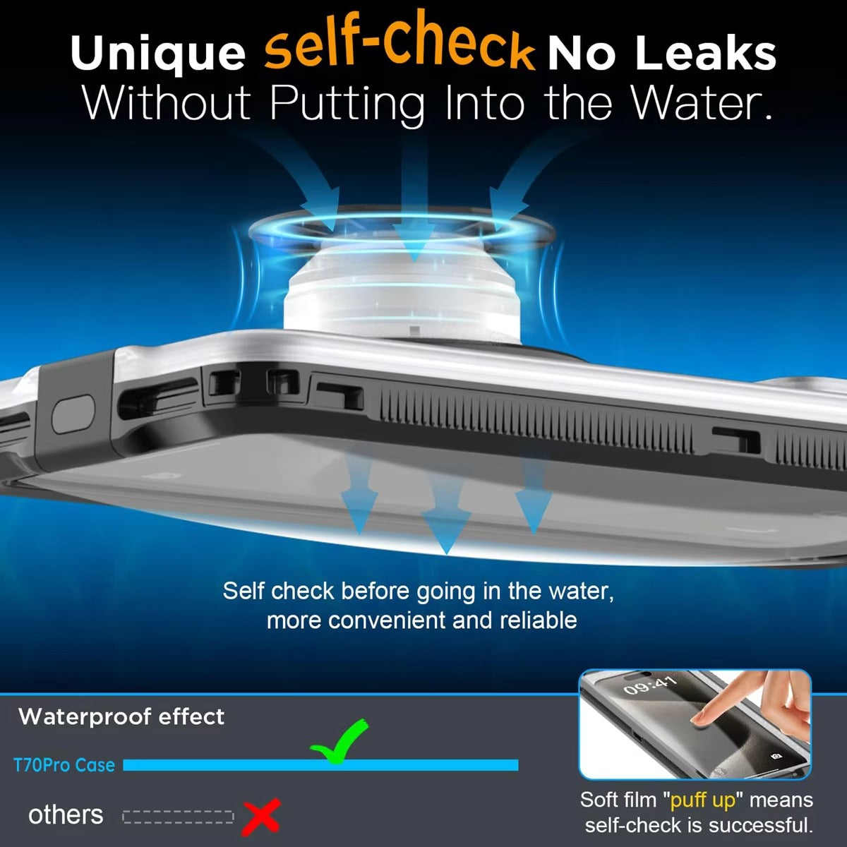 Rugged iPhone Case — Universal IP68 Waterproof Diving Pouch with Self-Check Seal, Airbag Vacuum Protection, Touch-Screen Use and 15m Underwater Safety