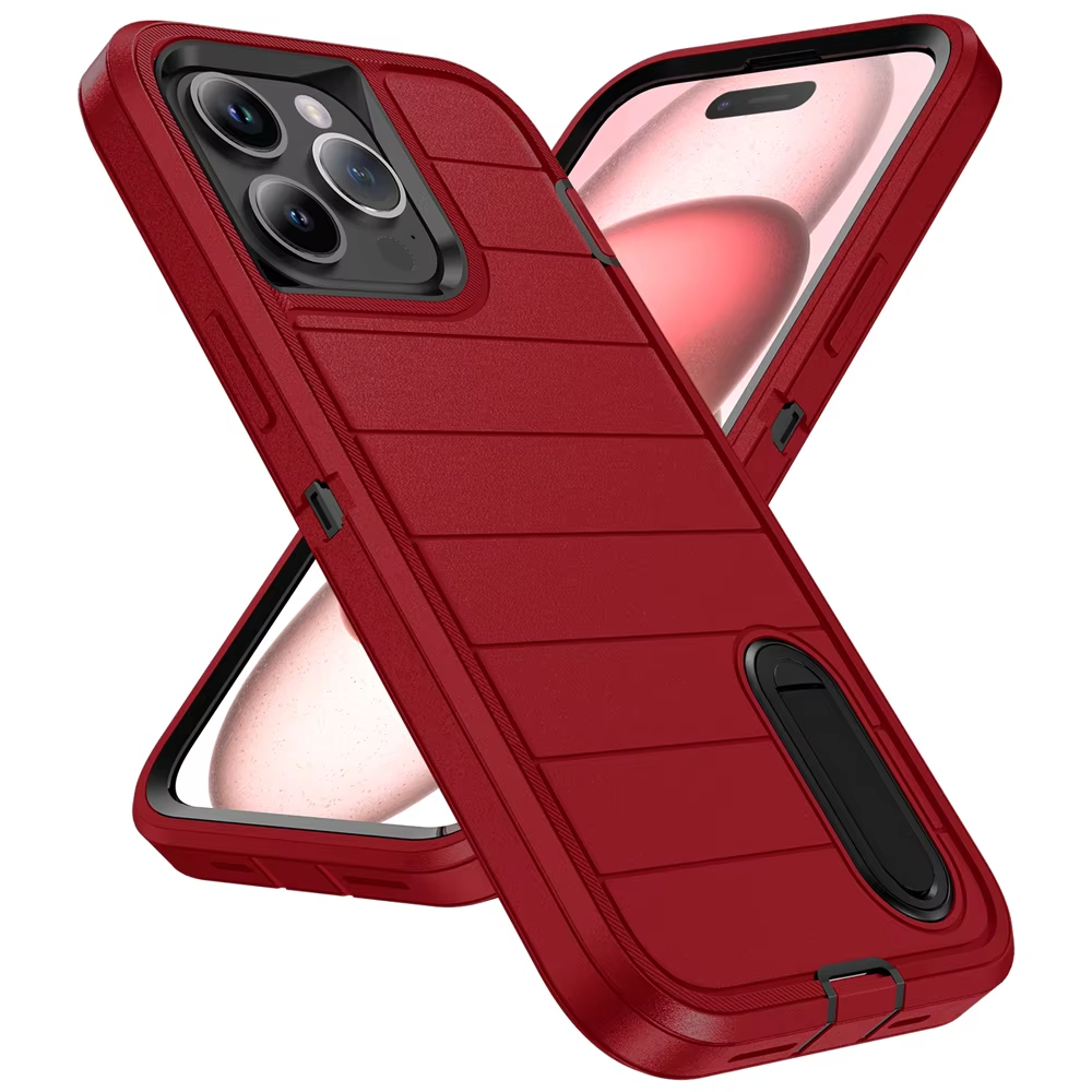 Rugged iPhone Heavy Armor Case — Shockproof Dual Layer Protection with Hard Plastic Bumper and Soft Silicone Back, Anti-Fingerprint Scratch-Resistant Cover