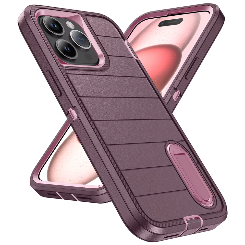 Rugged iPhone Heavy Armor Case — Shockproof Dual Layer Protection with Hard Plastic Bumper and Soft Silicone Back, Anti-Fingerprint Scratch-Resistant Cover