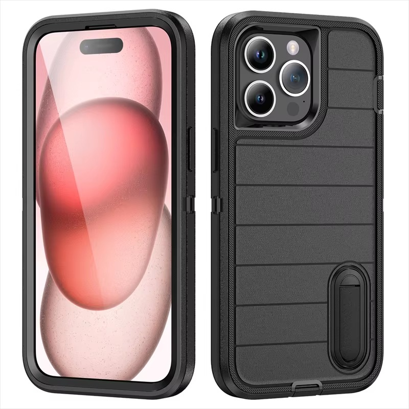 Rugged iPhone Heavy Armor Case — Shockproof Dual Layer Protection with Hard Plastic Bumper and Soft Silicone Back, Anti-Fingerprint Scratch-Resistant Cover