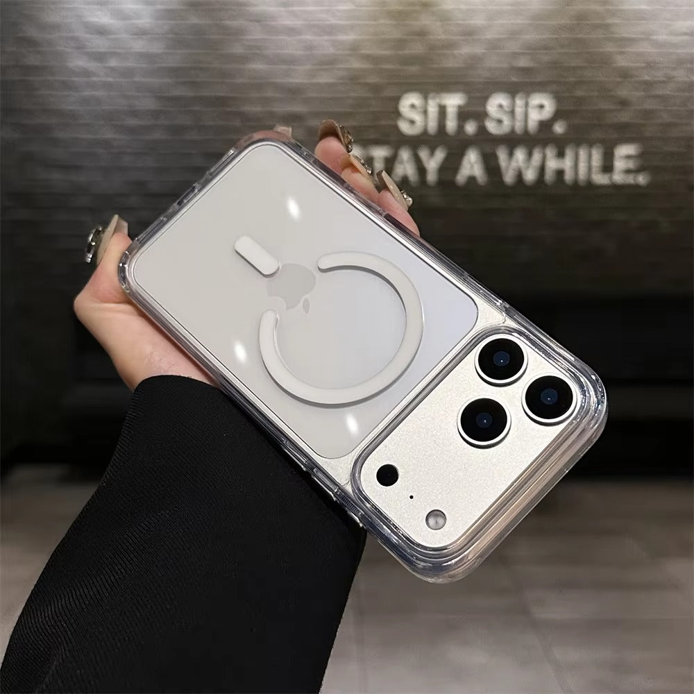 Luxury iPhone Case — Magnetic, Shockproof, Anti-Fingerprint, Anti-Scratch, Dustproof Transparent Non-Slip Half-Wrapped Cover with Soft Silicone Grip and MagSafe Charging Support