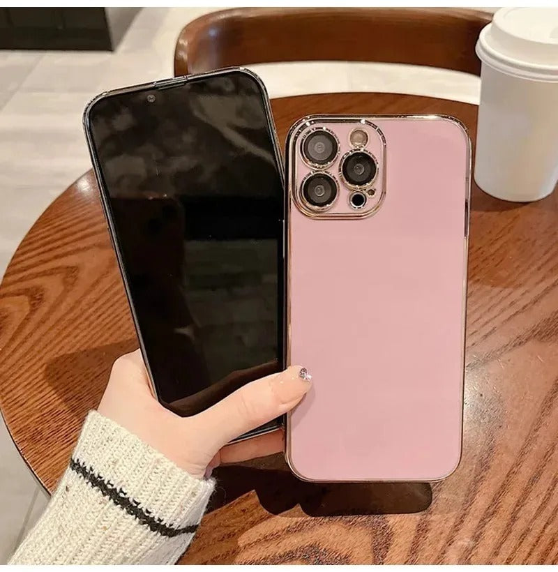 Luxury iPhone Case Solid Color Plating Cover — Soft Silicone Back, Slim Lightweight Design, Anti-Fingerprint Scratch-Resistant Finish, Stylish Minimalist Look