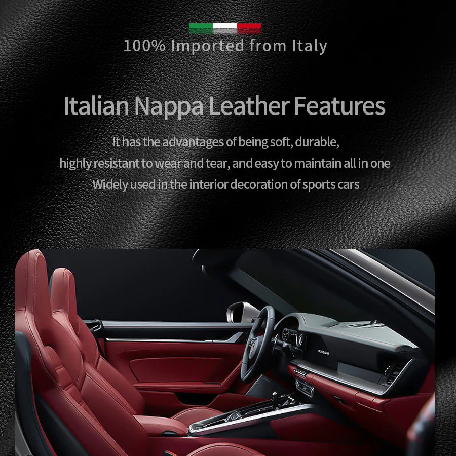 Luxury iPhone Case — Magnetic Cowhide Leather Cover with 360° Rotating Ring Holder, Full Lens Protection and Shockproof PC+TPU Design