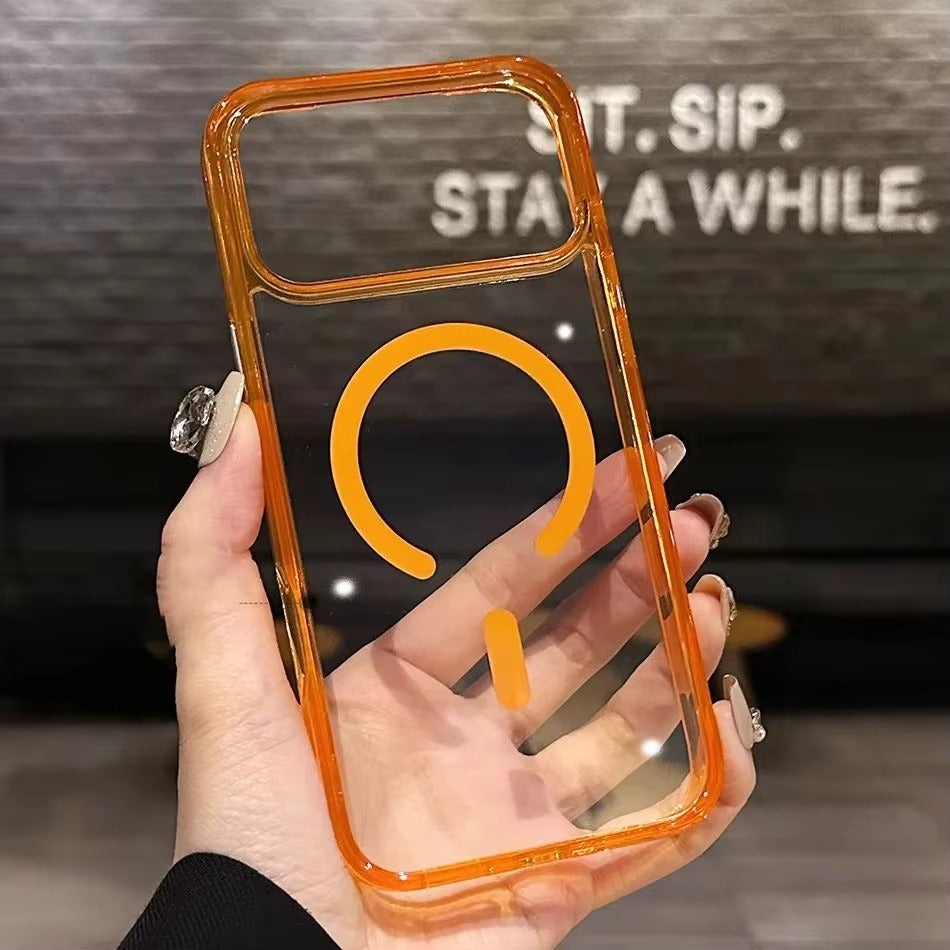 Luxury iPhone Case — Magnetic, Shockproof, Anti-Fingerprint, Anti-Scratch, Dustproof Transparent Non-Slip Half-Wrapped Cover with Soft Silicone Grip and MagSafe Charging Support