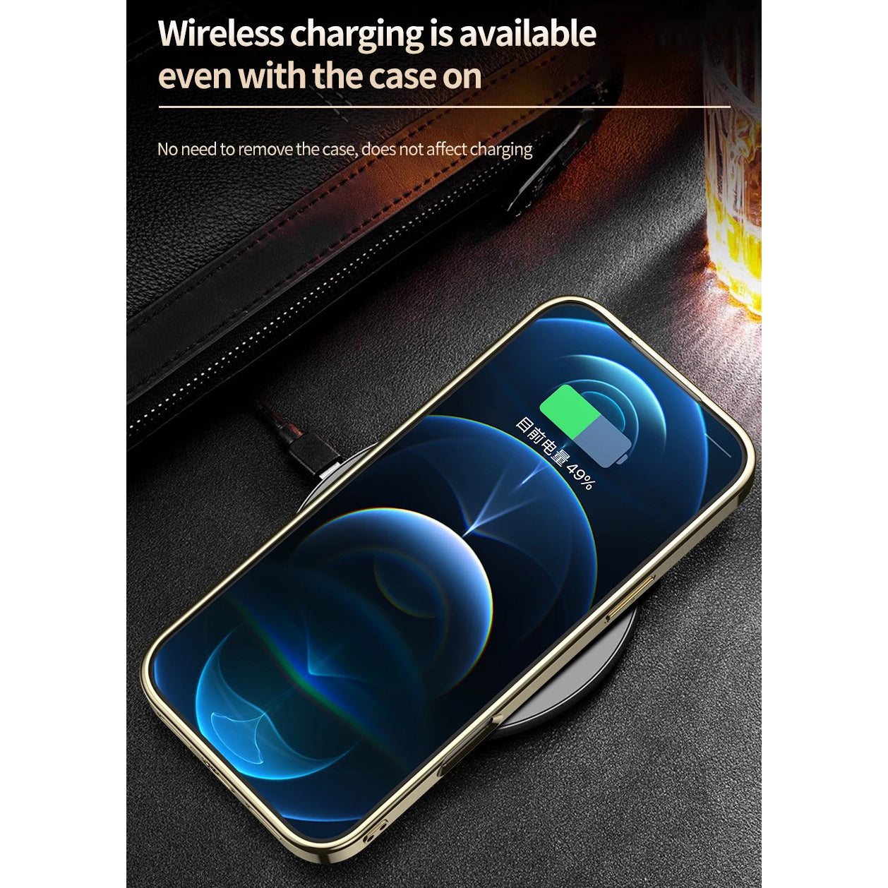 Luxury iPhone Case — Magnetic Cowhide Leather Cover with 360° Rotating Ring Holder, Full Lens Protection and Shockproof PC+TPU Design