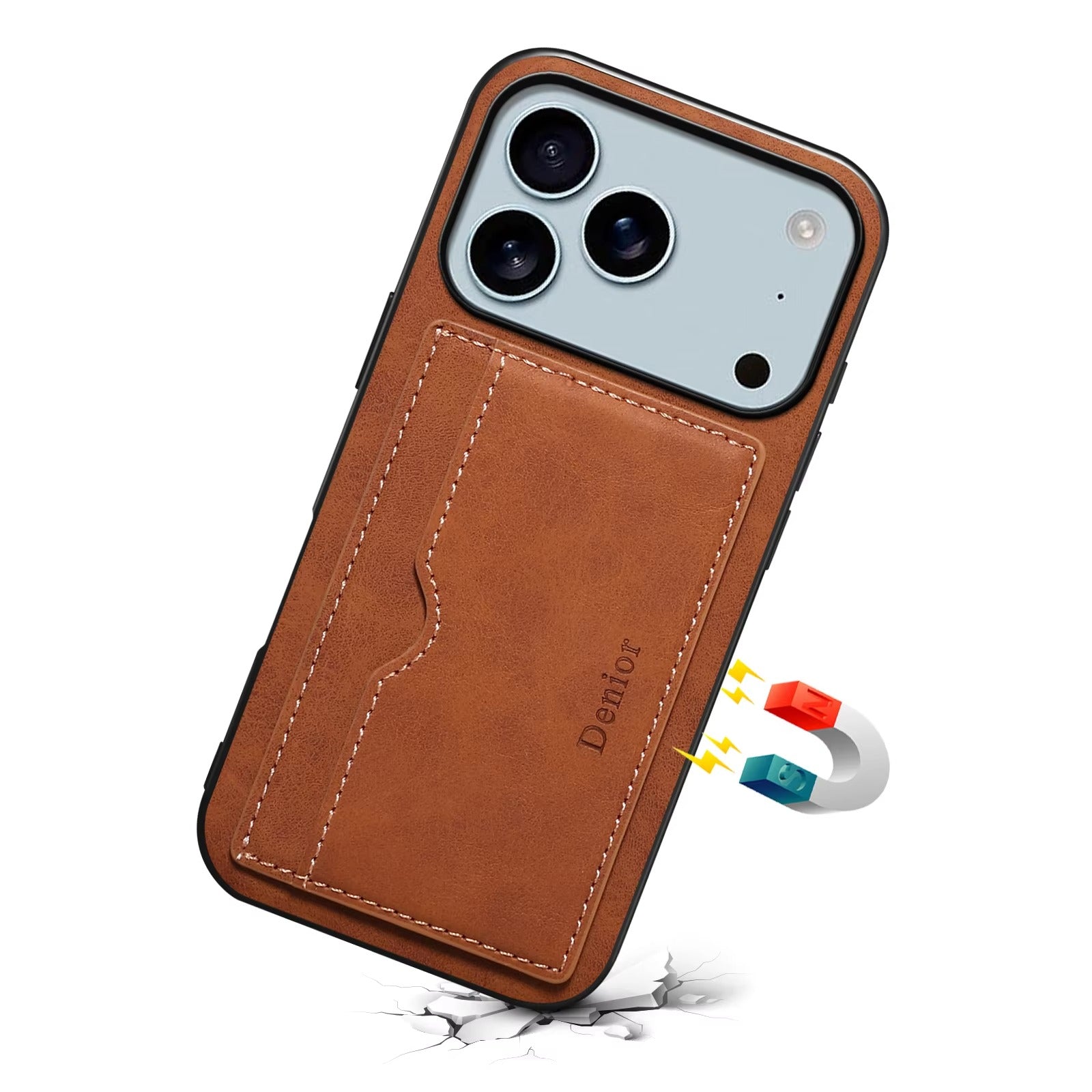 Luxury iPhone Case — Retro PU Leather Wallet Cover with Card Holder, Magnetic Stand, Shockproof Protection and Anti-Fingerprint Design