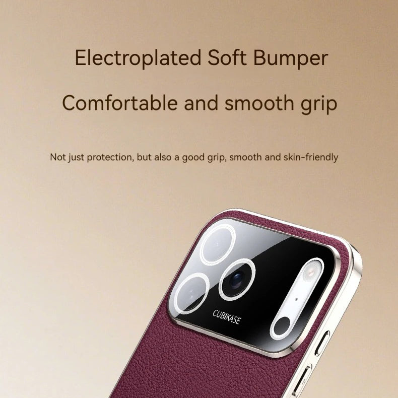 Luxury iPhone Case — PU Leather Cover with Rotating Metal Bracket Stand, Shockproof Back Protection and Premium Non-Slip Design