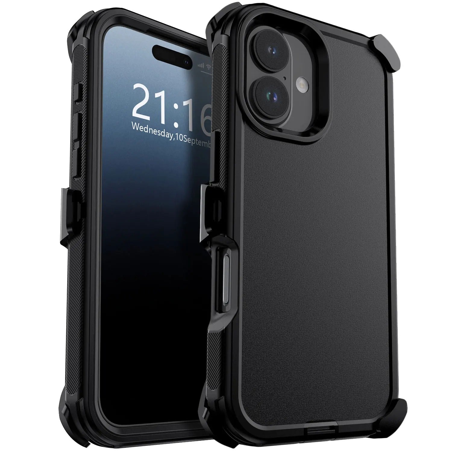 Rugged iPhone Case — Heavy-Duty 3-Layer Hybrid Protective Cover with Belt Clip Holster, Shockproof Hard PC Design and Matte Anti-Fingerprint Finish