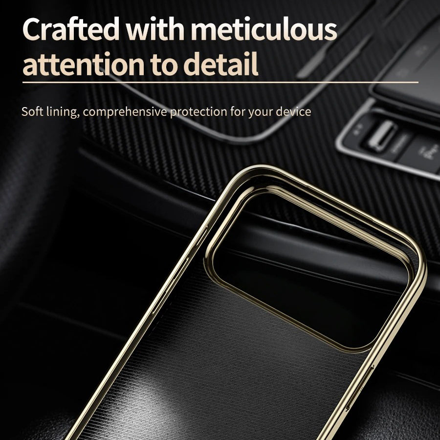 Luxury iPhone Case — Magnetic Cowhide Leather Cover with 360° Rotating Ring Holder, Full Lens Protection and Shockproof PC+TPU Design