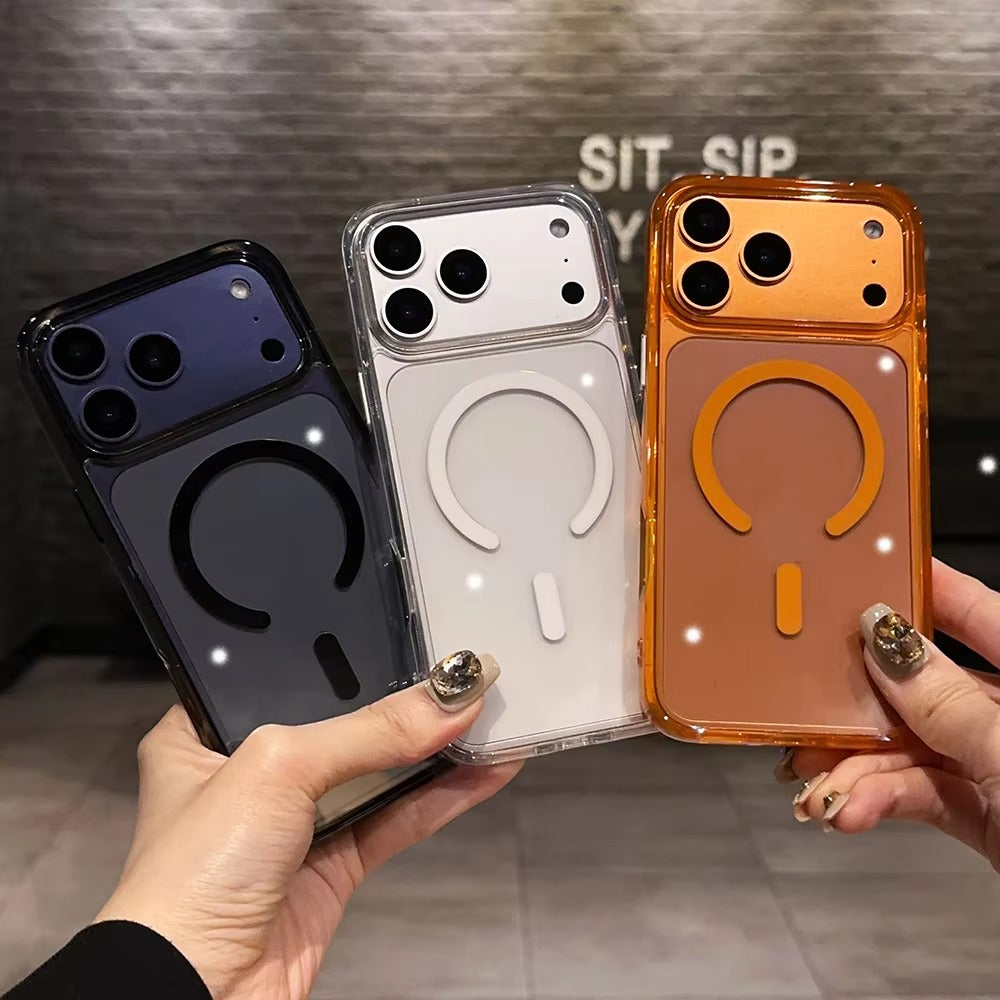 Luxury iPhone Case — Magnetic, Shockproof, Anti-Fingerprint, Anti-Scratch, Dustproof Transparent Non-Slip Half-Wrapped Cover with Soft Silicone Grip and MagSafe Charging Support