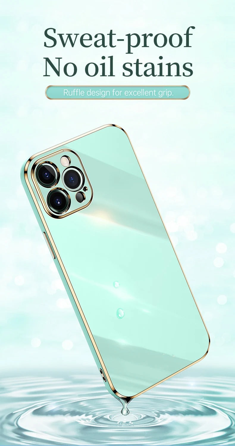 Luxury iPhone Case Solid Color Plating Cover — Soft Silicone Back, Slim Lightweight Design, Anti-Fingerprint Scratch-Resistant Finish, Stylish Minimalist Look