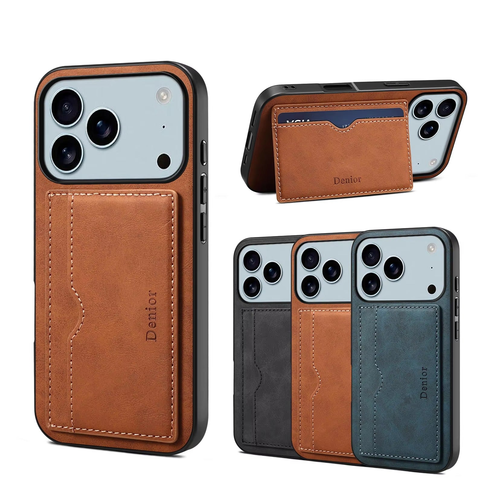 Luxury iPhone Case — Retro PU Leather Wallet Cover with Card Holder, Magnetic Stand, Shockproof Protection and Anti-Fingerprint Design