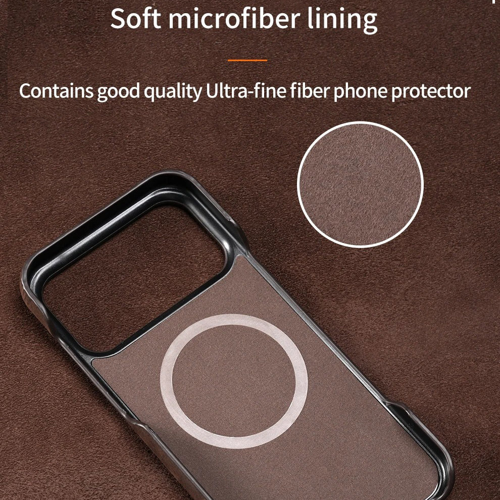 Luxury iPhone Case — Genuine Pull-Up Leather MagSafe Cover with Handcrafted Design, Shockproof Protection and Strong Magnetic Back Finish