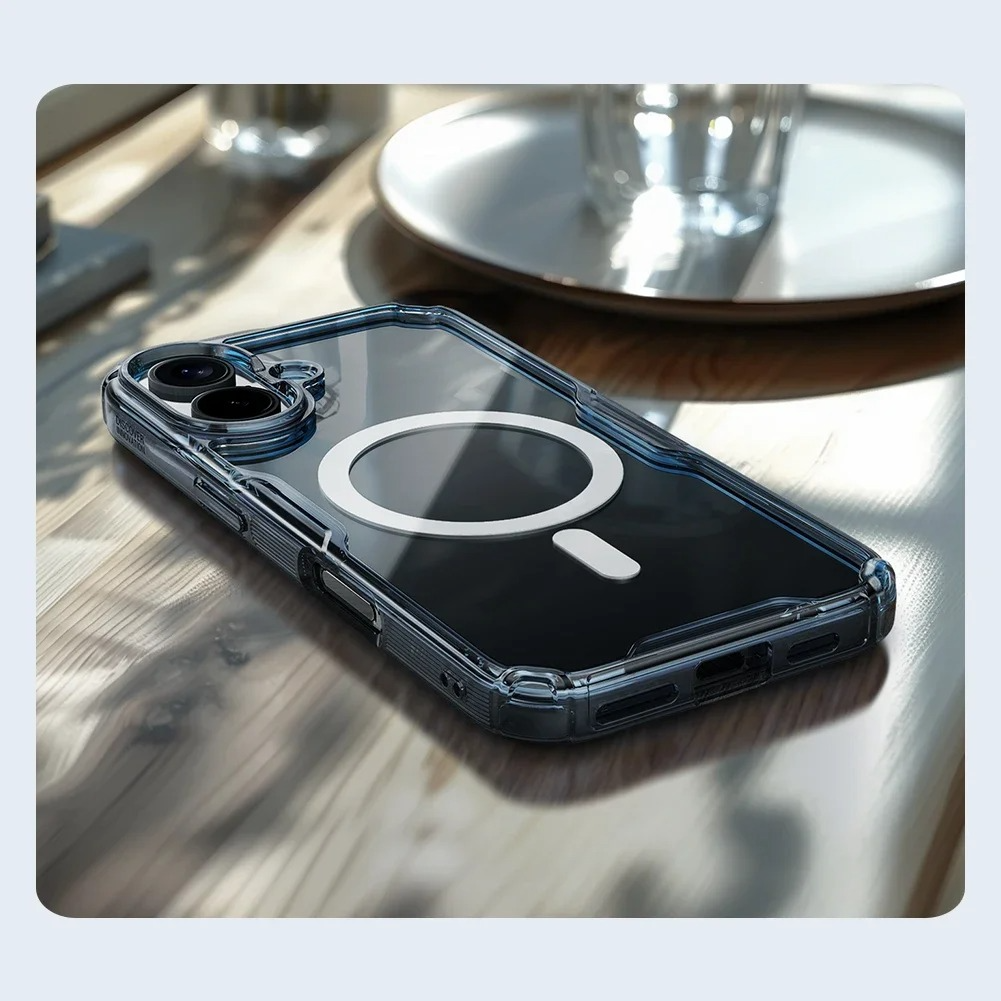 Ultra-Slim Magnetic iPhone Case — Transparent Hybrid TPU+PC Cover with Anti-Drop Airbag Protection, Shockproof Anti-Fingerprint Design