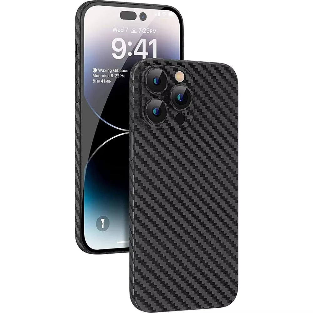 Ultra-Slim iPhone Case Carbon Fiber Matte Finish — 0.3mm Thin Protective Cover, Full Camera Protection, Anti-Fingerprint, Lightweight Non-Slip Design