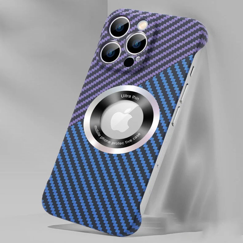 Ultra-Slim iPhone Case MagSafe Compatible Carbon Fiber Cover — Frameless Matte Design, Magnetic Wireless Charging, Cooling Shockproof Anti-Fingerprint Protection