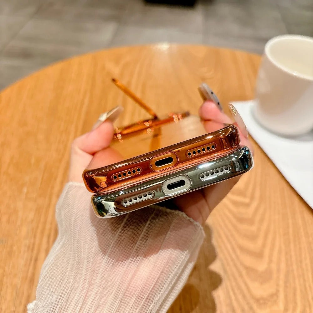 Ultra-Thin iPhone Case — Transparent Frameless Half-Wrapped Cover with Bracket, Shockproof, Anti-Fingerprint, Anti-Scratch Matte Finish