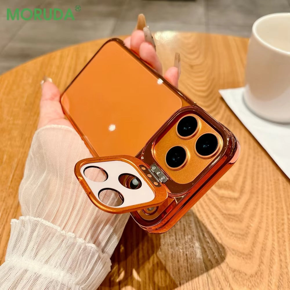 Ultra-Thin iPhone Case — Transparent Frameless Half-Wrapped Cover with Bracket, Shockproof, Anti-Fingerprint, Anti-Scratch Matte Finish