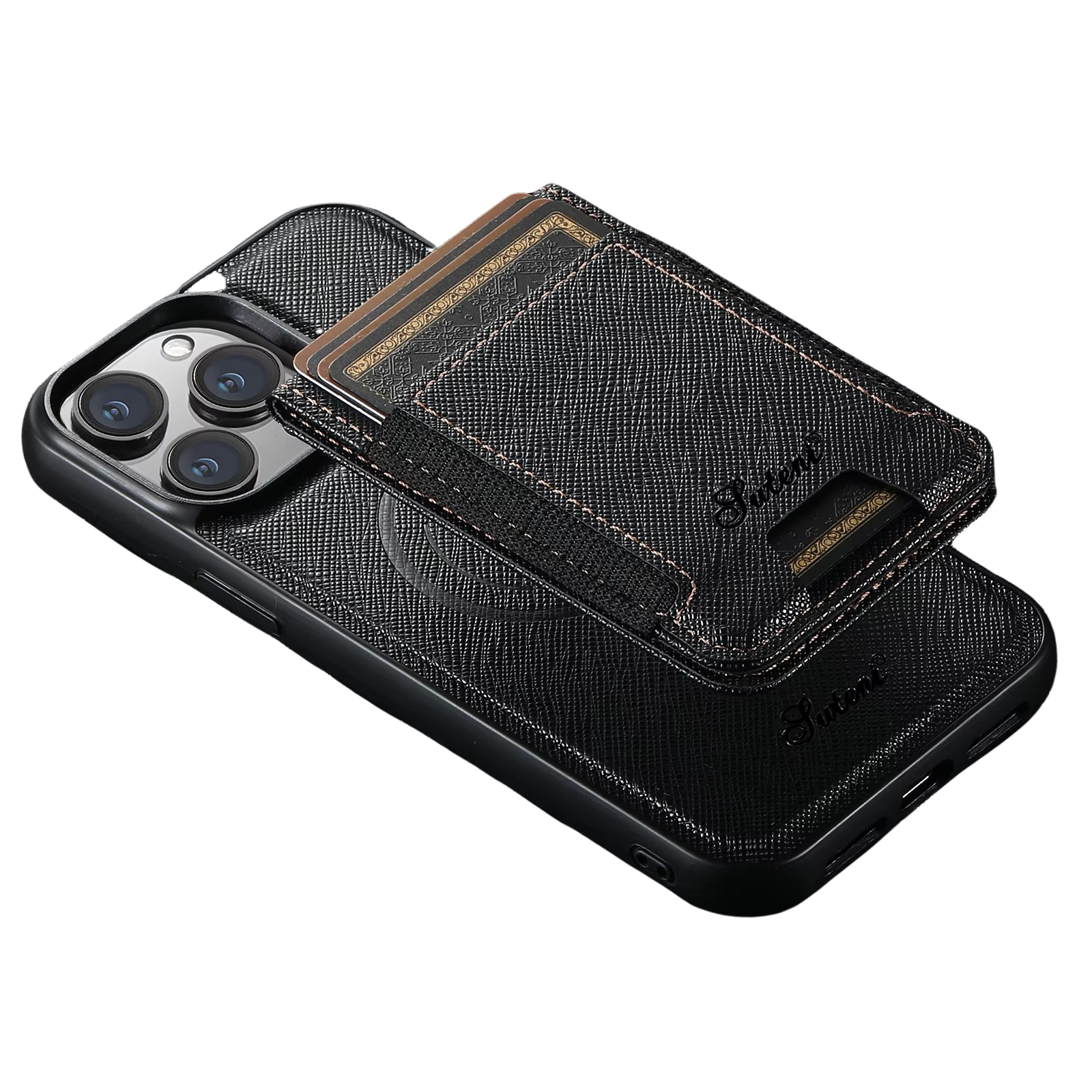 Luxury Magnetic Leather Wallet iPhone Case — 2-in-1 Card Holder, MagSafe Compatible, Wireless Charging, Anti-Fingerprint, Non-Slip, Storage Compartment