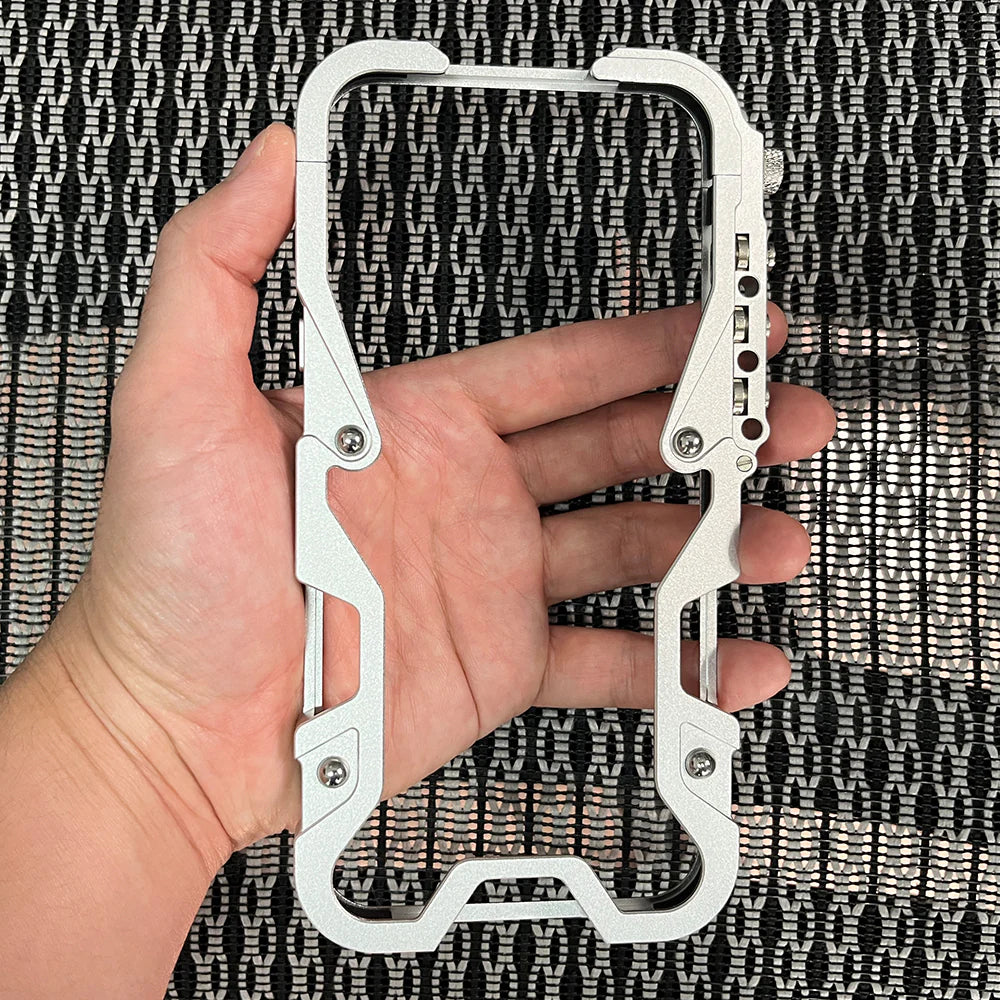 Rugged iPhone Case Aluminum Alloy Bumper Frame — Lightweight Metal Armor Cover, Shockproof Protective Shell with Smooth Edges and Included Lanyard