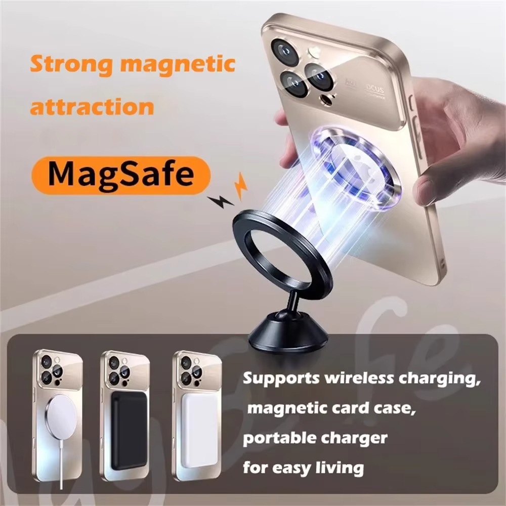 Luxury iPhone Case — Titanium MagSafe Magnetic Half-Wrapped Cover with Glass Lens Protection, Shockproof, Anti-Fingerprint, Anti-Scratch Design