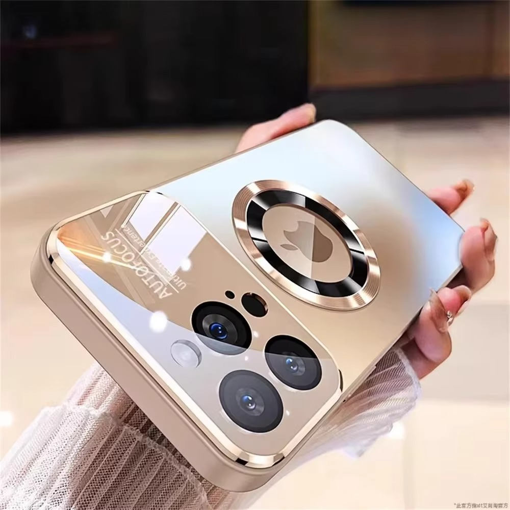 Luxury iPhone Case — Titanium MagSafe Magnetic Half-Wrapped Cover with Glass Lens Protection, Shockproof, Anti-Fingerprint, Anti-Scratch Design