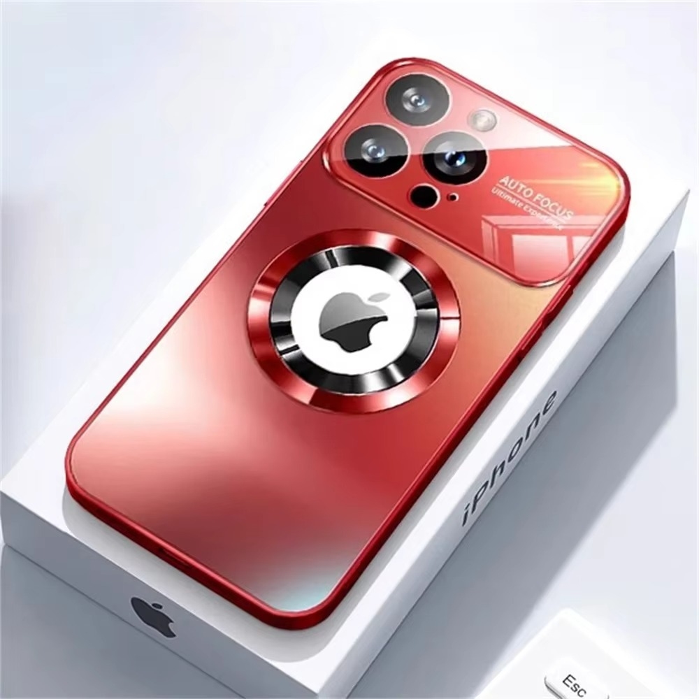 Luxury iPhone Case — Titanium MagSafe Magnetic Half-Wrapped Cover with Glass Lens Protection, Shockproof, Anti-Fingerprint, Anti-Scratch Design
