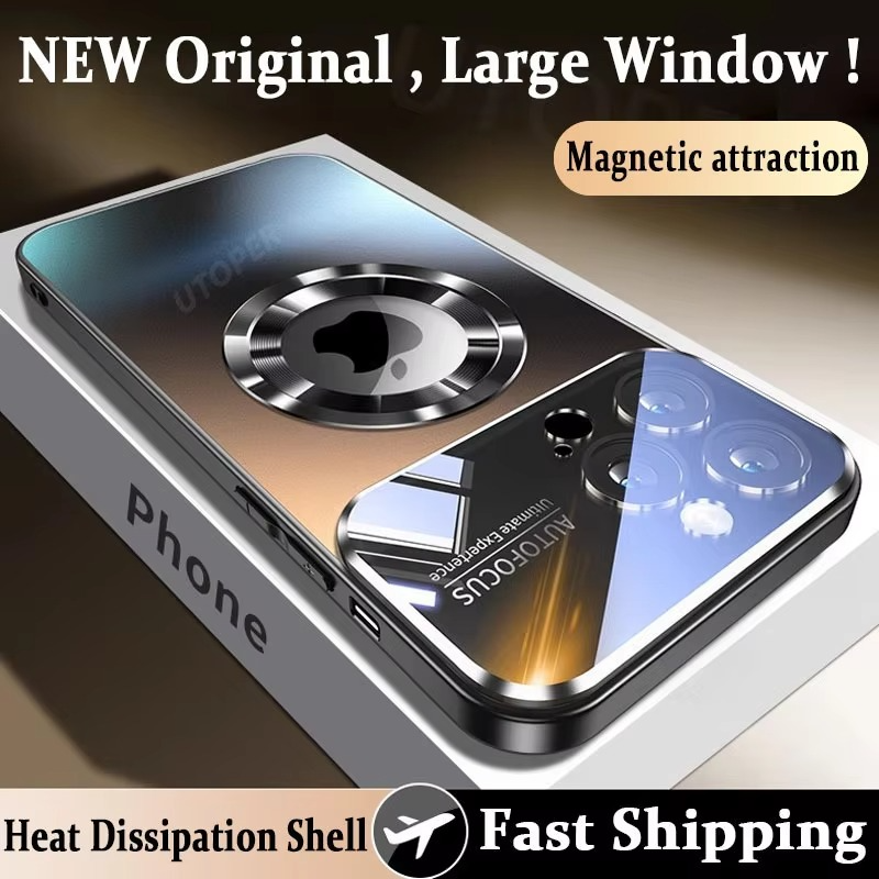 Luxury iPhone Case — Titanium MagSafe Magnetic Half-Wrapped Cover with Glass Lens Protection, Shockproof, Anti-Fingerprint, Anti-Scratch Design