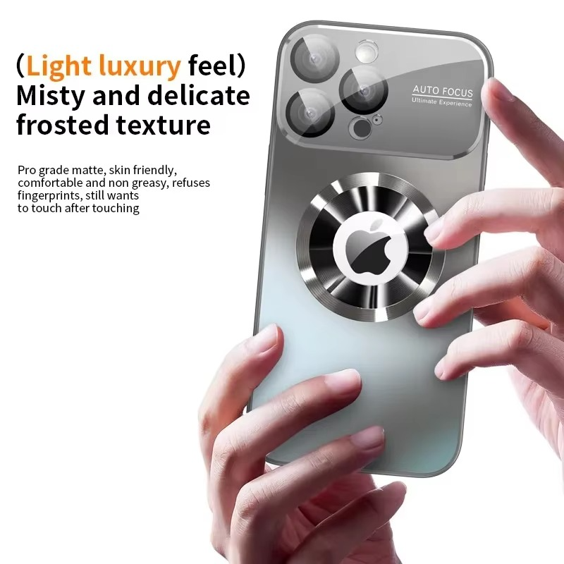 Luxury iPhone Case — Titanium MagSafe Magnetic Half-Wrapped Cover with Glass Lens Protection, Shockproof, Anti-Fingerprint, Anti-Scratch Design