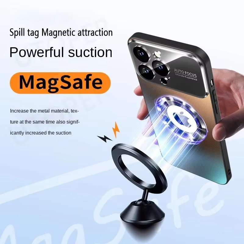Luxury iPhone Case — Titanium MagSafe Magnetic Half-Wrapped Cover with Glass Lens Protection, Shockproof, Anti-Fingerprint, Anti-Scratch Design
